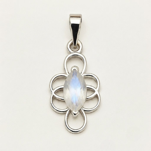 Rhaya Jewels – pendentif minimaliste en argent sterling 925, coupe marquise, plaqué rhodium, pierre de lune, bijoux de fiançailles pour femmes - Product Image 1