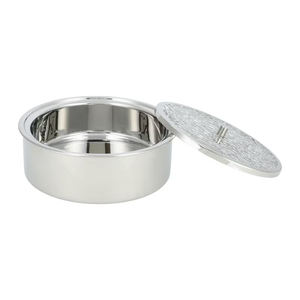 Olla para Servir Alimentos con Acabado Plateado Árabe, Plato para Exhibición en Bodas, Equipo de Catering con Tapa Martillada, Gran Venta - Product Image 6
