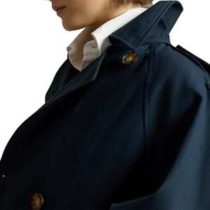 Custom Women's Heavyweight Cotton Twill <b>Balloon</b> Trench Coat Oversized Double Breasted Button Front Raglan Sleeve Unlined Jacket - Product Image 4