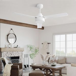 Ventilatore da soffitto bianco da 52 pollici Liv Farmhouse con 3 pale in ABS e telecomando, motore DC reversibile a 6 velocità, senza luce - Product Image 5