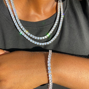 MAISHA Diamant de laboratoire CVD HPHT rond de 0,50 carat avec chaîne tennis en argent 925 de 22 pouces, bijoux hip-hop unisexe pour soirée - Product Image 1