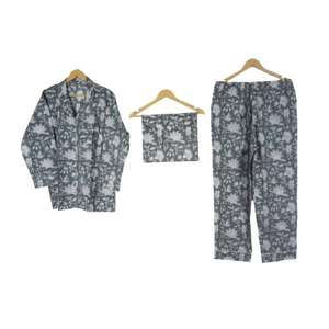 Ensemble de pyjama en coton sexy et décontracté pour femmes, avec poches, respirant, grande taille, vêtements de nuit pour l'été, confortable pour les journées chaudes, 3 pièces - Product Image 1