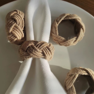 Anneau de serviette rond en jute, tissé à la main, en fibre naturelle, décoration de table pour salle à manger, maison, café, événement et style de table rustique, en provenance d'Inde - Product Image 1