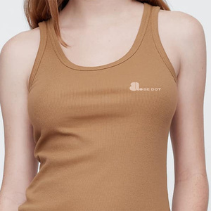 Camiseta sin mangas informal de canalé para mujer, de verano, sin mangas, de longitud regular, de spandex/algodón, de secado rápido, ecológica y transpirable - Product Image 5