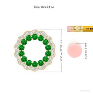 14k Pure <b>Gold</b> Emerald & Diamond Floral Circle <b>Pendant</b> High Quality Customized Handmade Beautiful Round Cluster <b>Pendant</b> Necklace - Product Image 2