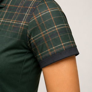Polo Personalizado para Mujer, Diseño a Cuadros Verde Bosque y Cobre, Secado Rápido, Transpirable, Manga Corta, Uniforme de Golf, WPS-0857 - Product Image 5