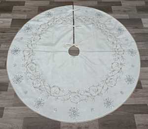 Jupes de sapin de Noël de luxe en velours, brodées à la main avec des sequins motif renne, sequins dorés, pour la décoration de Noël à la maison - Product Image 6