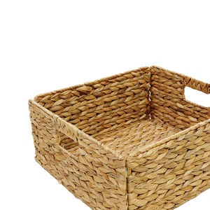 Modern Large <b>Rectangular</b> Water Hyacinth Storage <b>Basket</b> with Built-in Handles Eco-Friendly Multi-Purpose Design - Product Image 4