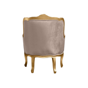 Sillón de Lujo con Respaldo Alto, Tapizado en Terciopelo, con Brazos y Estructura Dorada, para Hotel, Salón o Recepción - Product Image 3