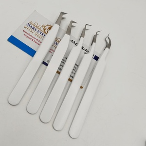 Pinces à cils de qualité supérieure, pinces blanches mates solides - Product Image 3