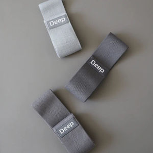 Bandes de résistance en tissu tissé gris, robustes, écologiques, avec patch logo, pour l'entraînement physique - Product Image 4