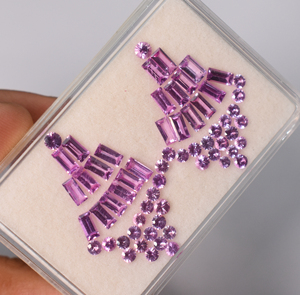 Juego de Gemas Sueltas de Zafiro Rosa Natural, Corte Baguette y Redondo, Pequeñas y Calibradas, para la Elaboración de Joyería - Product Image 3