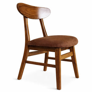 Chaise de salle à manger pliable tendance scandinave minimaliste haut de gamme en teck naturel avec siège rembourré, écologique, pour appartement et villa - Product Image 3