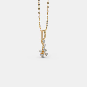 สร้อยคอจี้เพชรทรงหยดน้ำห้ากลีบดอกไม้ทองคำขาว 14K เพชรเพาะเลี้ยง - Product Image 4