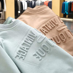 Sweat à capuche unisexe en molleton 100 % coton anti-boulochage, coupe ample, pour homme, hiver, avec gaufrage, personnalisable, sweat-shirts 3D gaufrés - Product Image 1