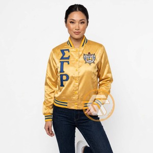Veste universitaire personnalisée Sigma Gamma Rho en satin brodé et matelassé, de haute qualité, respirante, imperméable, avec boutons - Product Image 2