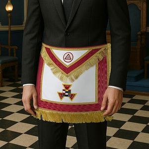 Fringed High Priest Royal Arch Masonic Apron - [<b>Red</b> & Gold] Extendable Belt with Metal Snake Clip and Hook - Product Image 3