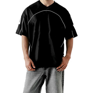 Maillot de football américain noir personnalisé en gros, 100 % polyester, maille respirante, vêtements de sport, t-shirts, maillot de football vintage pour les acheteurs américains - Product Image 1