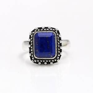 Lapis Lazuli Octagon <b>Ring</b> <b>925</b> Sterling <b>Silver</b> Filigree Vintage Art Deco IGI Certified Gemstone <b>Ring</b> Handmade Women Jewelry - Product Image 2