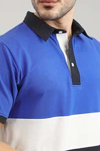 Chemise Homme Tricotée 100% Coton à Col Revers Color Block Manches Courtes, Vente Chaude, Personnalisation OEM, Logo et Marque sur Mesure, Vente en Gros - Product Image 3