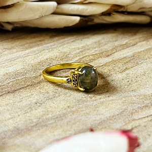 Hot Selling <b>Dainty</b> Solitaire Labradorite <b>Ring</b> Boho Brass <b>Rings</b> for Women 18k Gold Plated Minimal Crown <b>Ring</b> Wholesale/OEM/ODM - Product Image 1