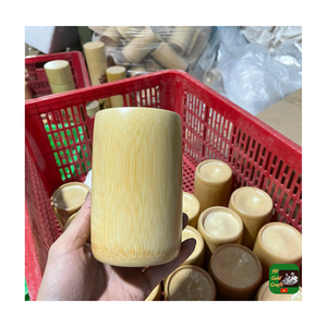 Tasse à café, thé ou eau en bambou naturel carbonisé, écologique et faite à la main, réutilisable, forme cylindrique - Product Image 5