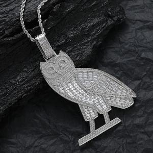 Collar con Colgante de Búho Estilo Hip Hop, Chapado en Oro y Plata, con Diamantes Incrustados, para Hombres, Mujeres y Parejas - Product Image 4