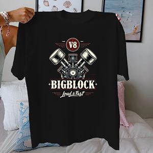 V8 Engine illustration Camiseta cómoda de algodón puro para mujer - Product Image 1