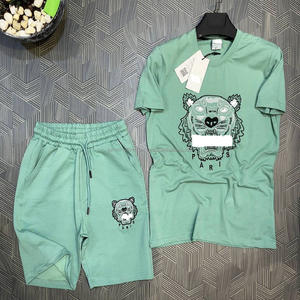 เสื้อยืดและกางเกงชุดเซ็ต 2 ชิ้น แบรนด์ดัง 0708 ขายส่ง เสื้อผ้าลำลองฤดูร้อน ผ้าฝ้าย ชุดกีฬาผู้ชาย สำหรับกิจกรรมกลางแจ้ง มีสินค้าในสต็อก ผลิตในบังกลาเทศ - Product Image 3