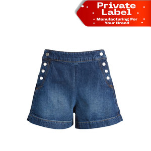 Shorts de Mezclilla Elásticos para Mujer, Personalizados OEM, Efecto Push-Up, Precio de Fábrica, Ajuste Cómodo, Lavado Suave - Product Image 1