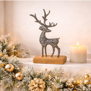Luxury Nordic Style Silver Metal Reindeer Ornament Standing Deer Statue For Festive Mantel Decor And Seasonal <b>Christmas</b> Gifts - Product Image 6