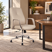 Chaise de bureau exécutive ergonomique moderne en cuir PU avec base chromée, hauteur réglable, roulettes pivotantes pour l'école et l'hôtel