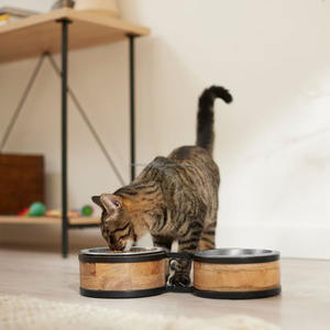 Mangeoire d'intérieur automatique pour chiens et chats 2L, bols d'eau pour animaux domestiques, mangeoires en bois noir, 1 pièce, 1 litre, gratuit - Product Image 4