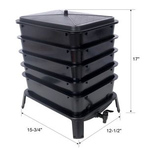Compostiera per vermi da 50L a 5 strati con kit di facile montaggio, attrezzatura per fertilizzante organico per il riciclo dei rifiuti alimentari - Product Image 3