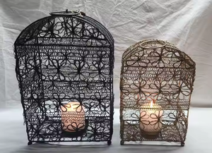 Venta al por mayor estilo personalizable hierro latón portavelas soporte impreso metal linterna decoraciones para el hogar - Product Image 2