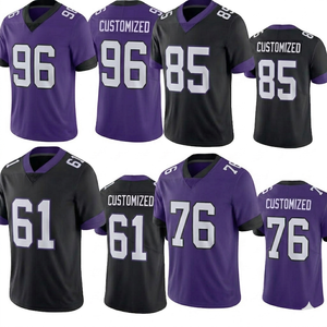 Wholesale custom american <b>football</b> jersey personalized purple black vneck breathable team wear sports jersey for men adults - Product Image 1