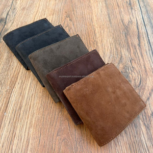 Nueva Cartera de cuero de ante marrón hecha a mano para hombre, tarjetero minimalista de lujo, carteras clásicas plegables con bloqueo RFID personalizado - Product Image 6