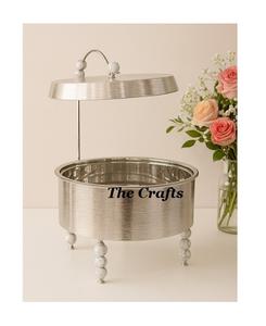 Plat de service en acier inoxydable couleur argent avec couvercle suspendu pour buffet, mariage et restauration - Product Image 4