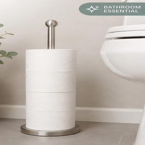 Support de papier toilette sur pied avec réservoir, porte-rouleau de papier toilette compact pour salle de bain - Product Image 3