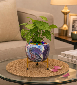 Pot de fleurs artisanal Pitalnagi Meenakari en métal artistique pour plantes d'intérieur et d'extérieur, décoration pour la maison et le jardin - Product Image 3