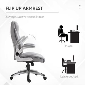 Sedia da Ufficio Direzionale Girevole in Ecopelle Grigia con Braccioli Regolabili per il Comfort del Home Office - Product Image 6