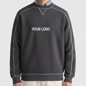 เสื้อสเวตเชิ้ตคอกลมแบบเย็บตะเข็บตัดกัน ทรงโอเวอร์ไซส์ ผ้าคอตตอนหนานุ่ม สไตล์ลำลองสำหรับผู้ชาย แขนเสื้อแบบแร็กแลน - Product Image 1