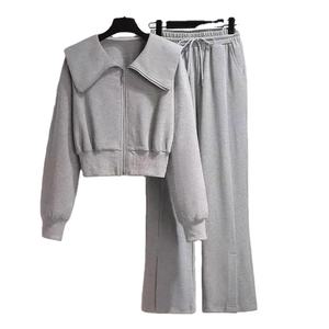 ชุดเสื้อโค้ทผ้าฝ้าย100% สำหรับผู้หญิง, เสื้อสเวตเตอร์มีซิประบายอากาศเป็นมิตรกับสิ่งแวดล้อมผ้าคอตตอน - Product Image 1