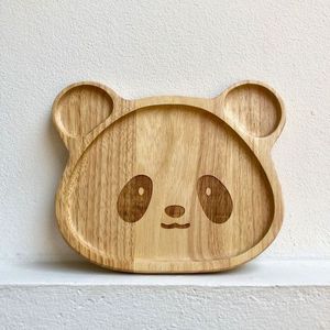 Assiette ronde en bois à compartiments, motif dessin animé mignon, écologique, polie, moderne, durable, pour les fêtes - Product Image 4