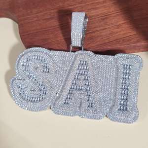 Collar de Lujo con Nombre SAI en Forma de Diamante, Estilo Hip Hop, con Moissanita VVS, Letra Personalizada, Joyería Premium - Product Image 3