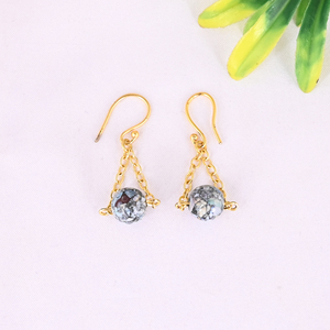 Natural Ethiopian <b>Opal</b> Copper 925 Sterling Silver Gold Plated Minimalist Drop <b>Earrings</b> for Women - Product Image 1