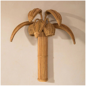 Handmade Natural Rattan Palm Tree <b>Table</b> <b>Lamp</b> Vintage <b>Wicker</b> Coconut Tree Desk Light For Tropical Coastal Hotel Home Decor - Product Image 6
