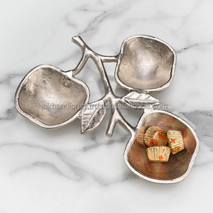 Haute demande personnalisé décor à la maison 3 sections branche bol moderne texturé laiton pomme argent mobile émaillage métal artisanat - Product Image 3