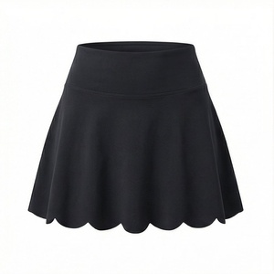 Jupe courte élastique à taille élastique pour femmes, couleur unie, respirante, style sportif, design à volants, à porter en toutes saisons - Product Image 1