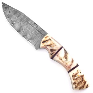 Couteau de camping multi-usage en acier Damas de qualité industrielle, à pointe tombante et lame droite, OEM - Product Image 1